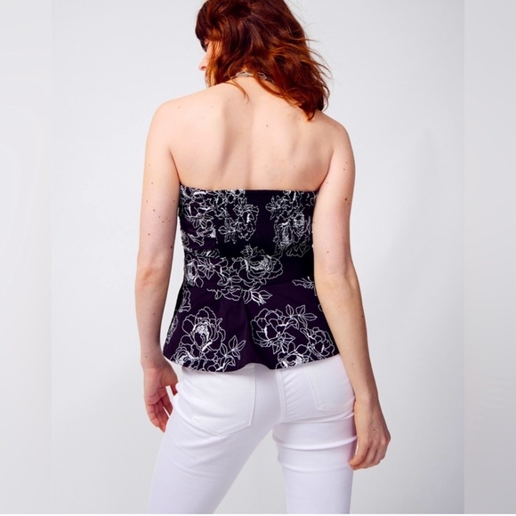 White House Black Market Floral Embroidered Bustier Top NWT Sz 2 - Picture 2 of 14